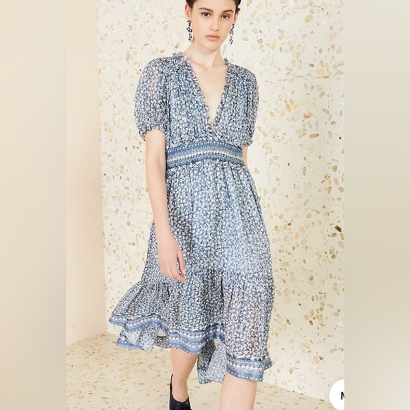 ⚡️Ulla Johnson Evania Silk Midi Dress in Sky Blue sz 2 - Picture 4 of 11